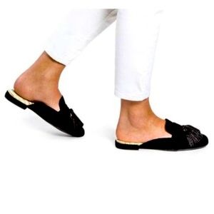 Birdies black velvet tassel mules - size 12 - excellent condition